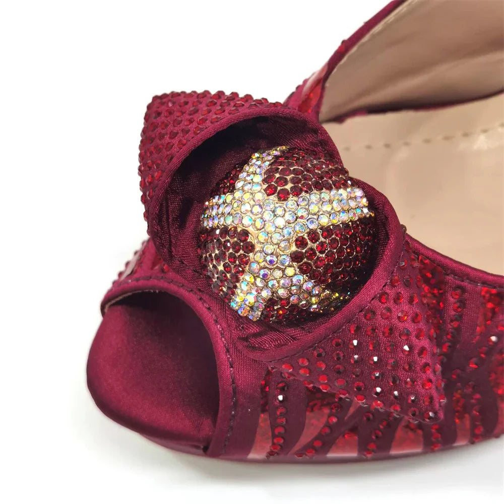 Peep Toe Women’s Shoes with Matching Bag Set – Sparkle in Style