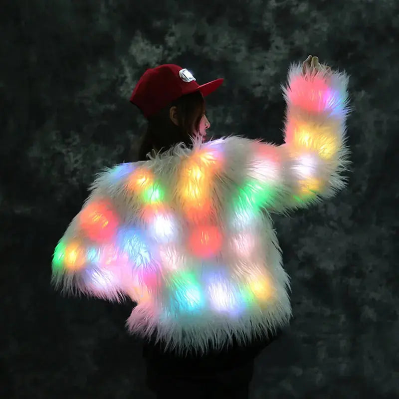 Women Faux Fur LED Jacket