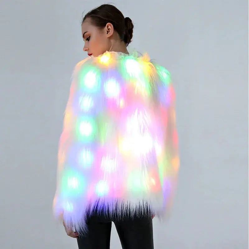 Women Faux Fur LED Jacket