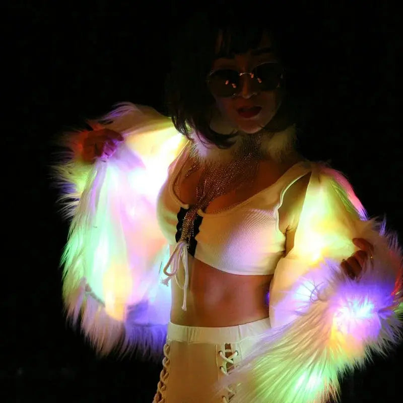 Women Faux Fur LED Jacket