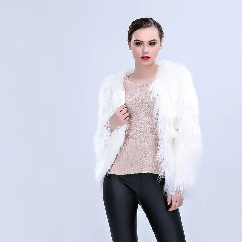 Women Faux Fur LED Jacket