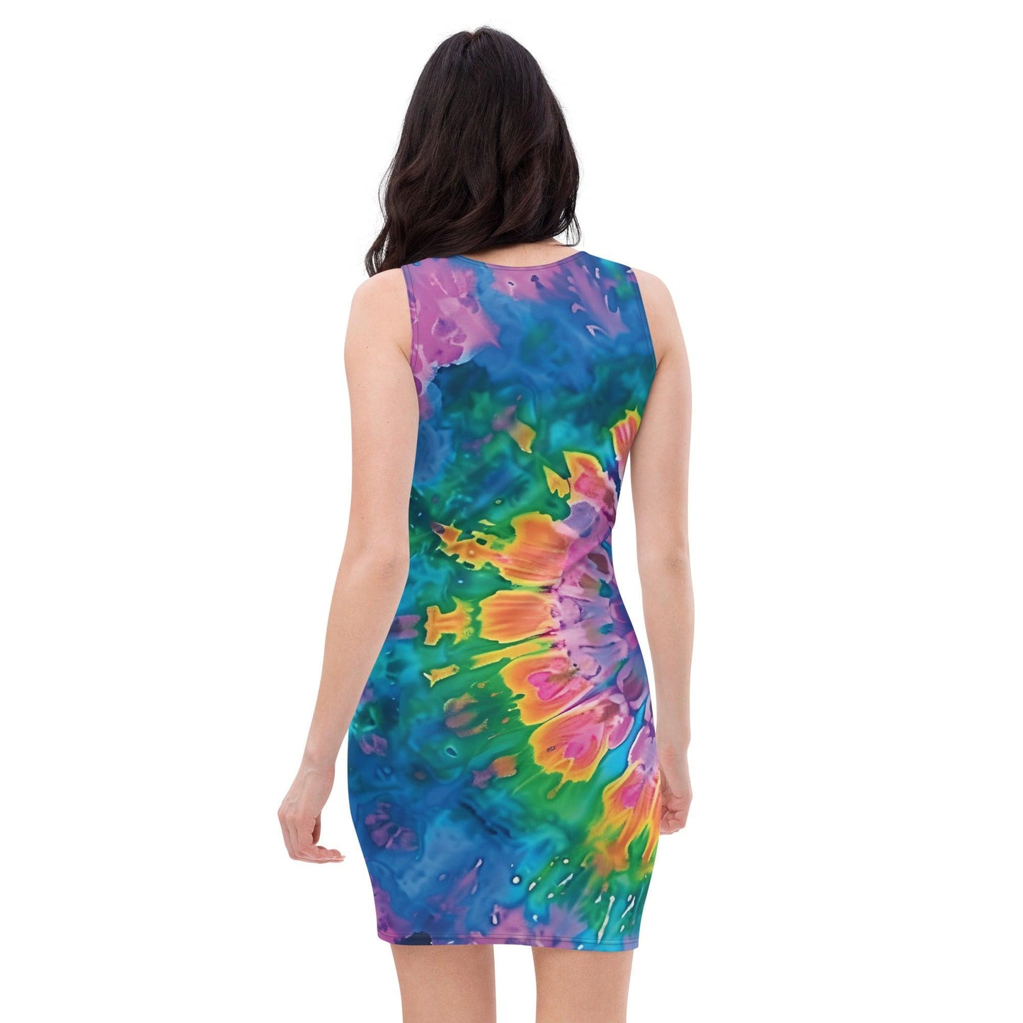 Vibrant Groovy Tie-Dye Bodycon Dress