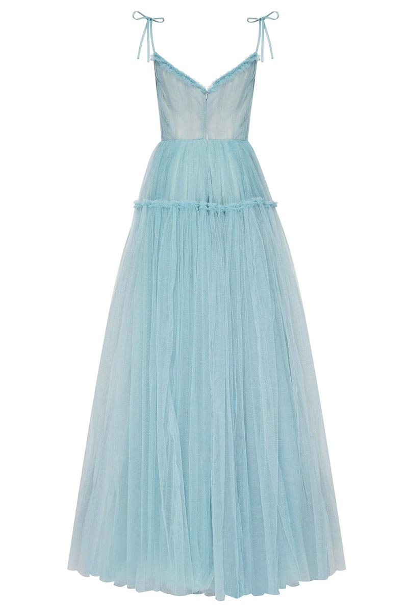 Alluring Beauty Tie-Strap Tulle Maxi Dress
