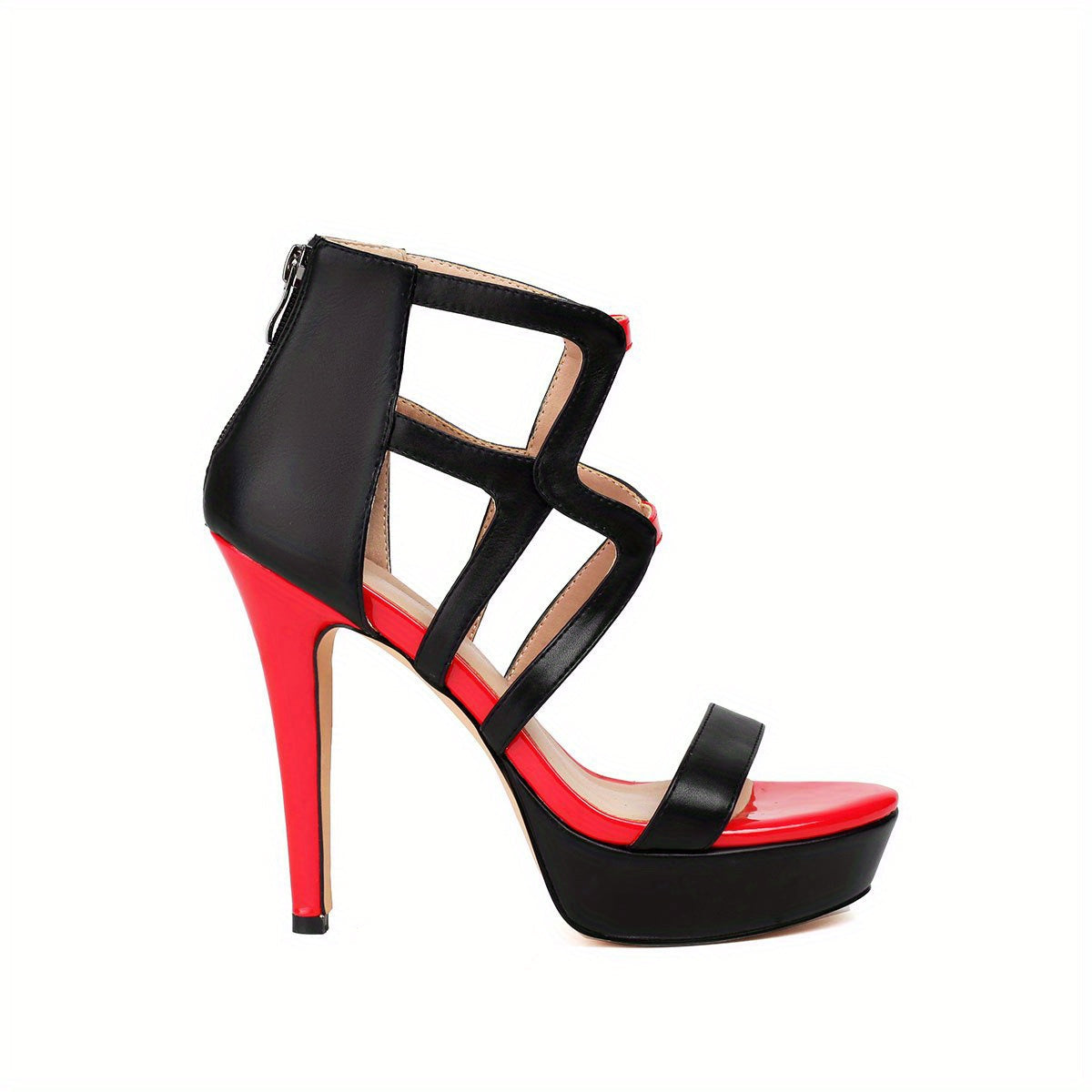 Black Red Platform Heels Bold Strappy Sandals