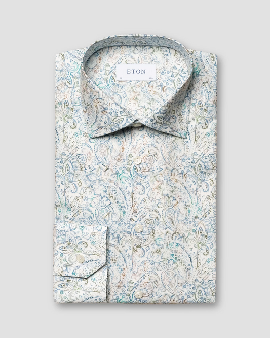 Eton Contemporary Fit Dress Shirt with Classic Paisley Print