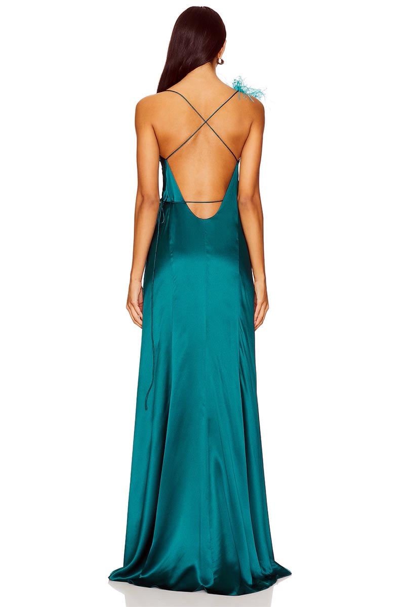 Tatev Satin Wrap Maxi Dress