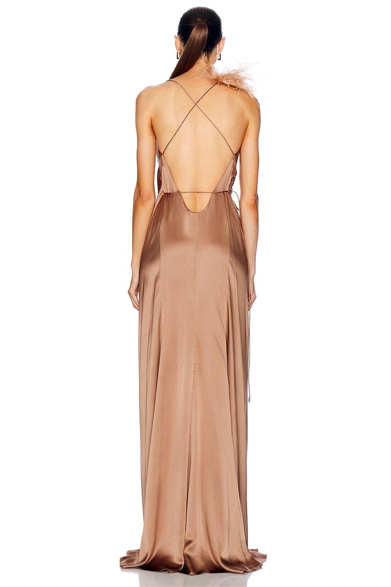 Tatev Satin Wrap Maxi Dress