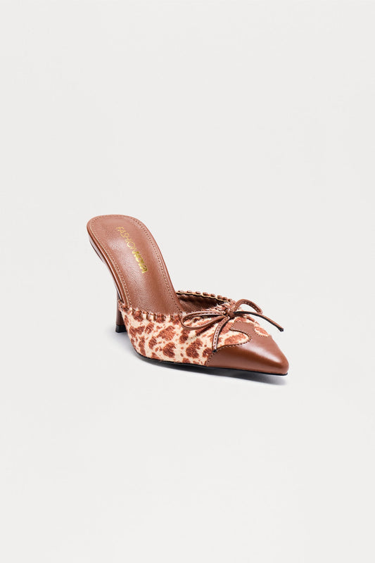 Nashira Bow Animal Print Pumps - Camel/combo