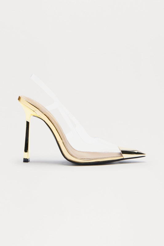 Sav Clear Slingback Pumps - Gold