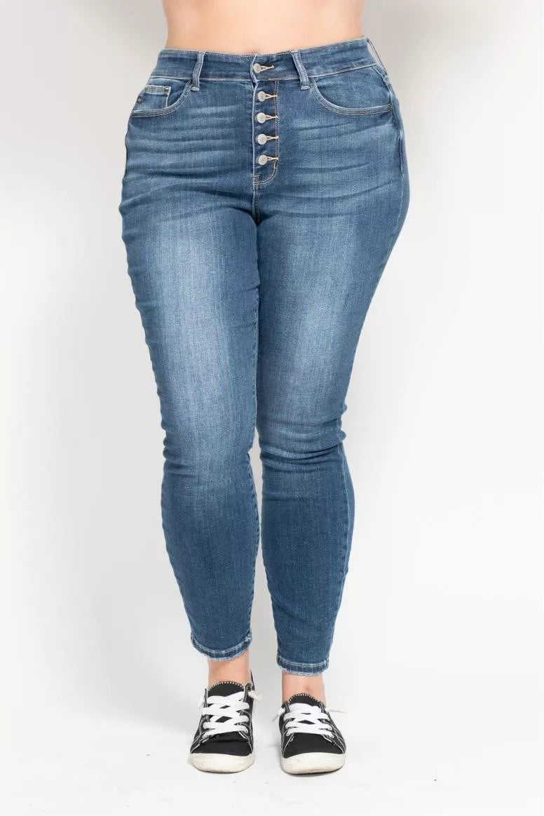 Judy Blue High Rise Button Fly Skinny Jeans Size 0-24