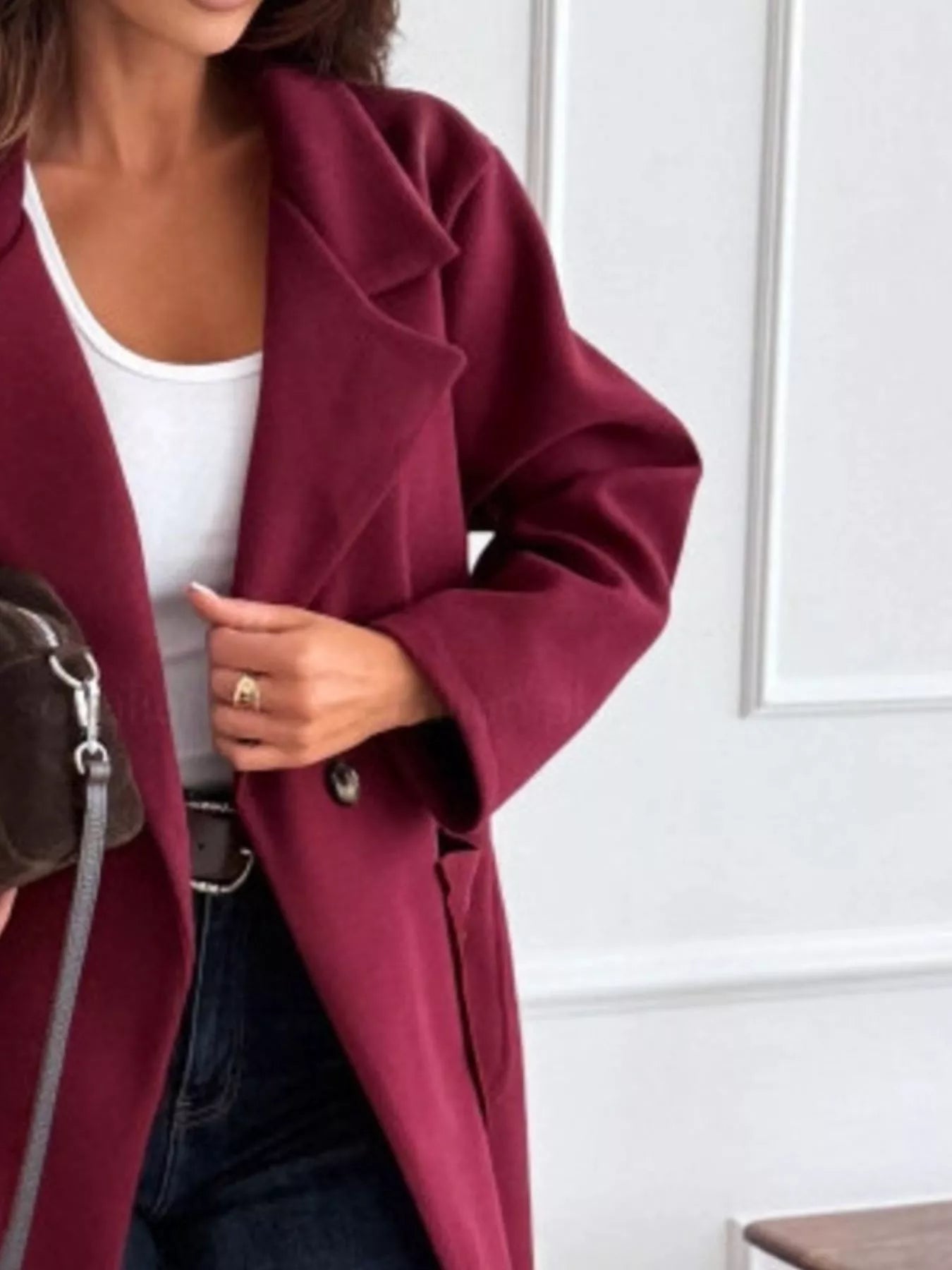 Long-Sleeve Single-Breasted Trench Coat