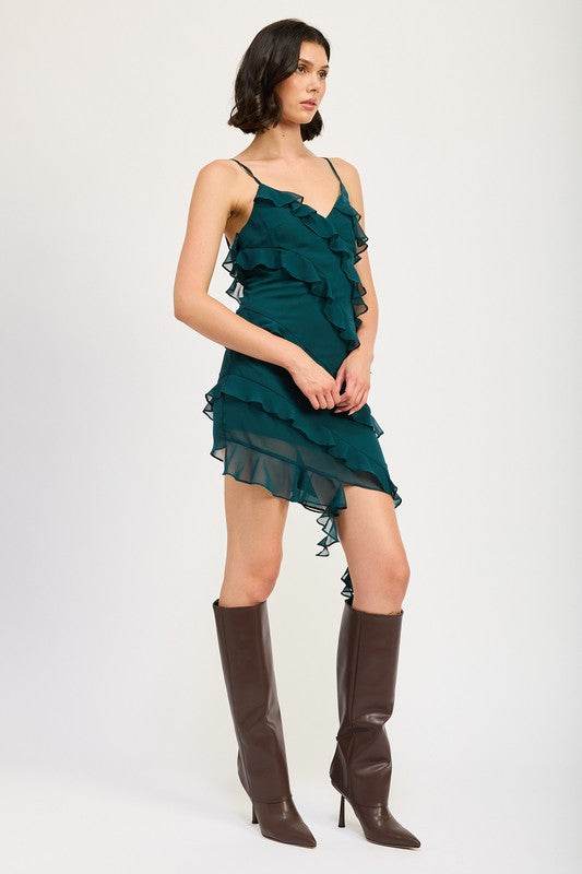 Asymmetrical Ruffle Mini dress