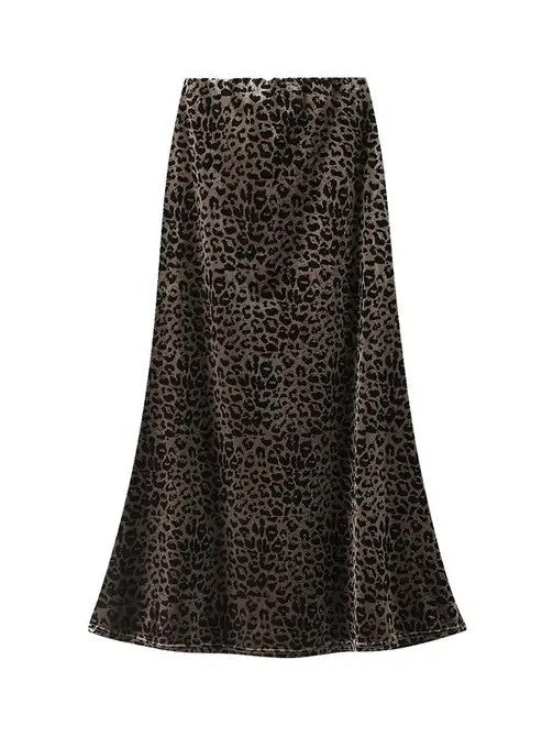 Miss Sparkling |Velvet Leopard Midi Skirt