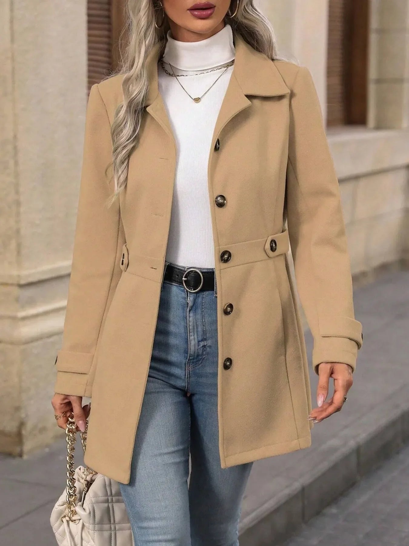 Button Up Long Sleeve Coat