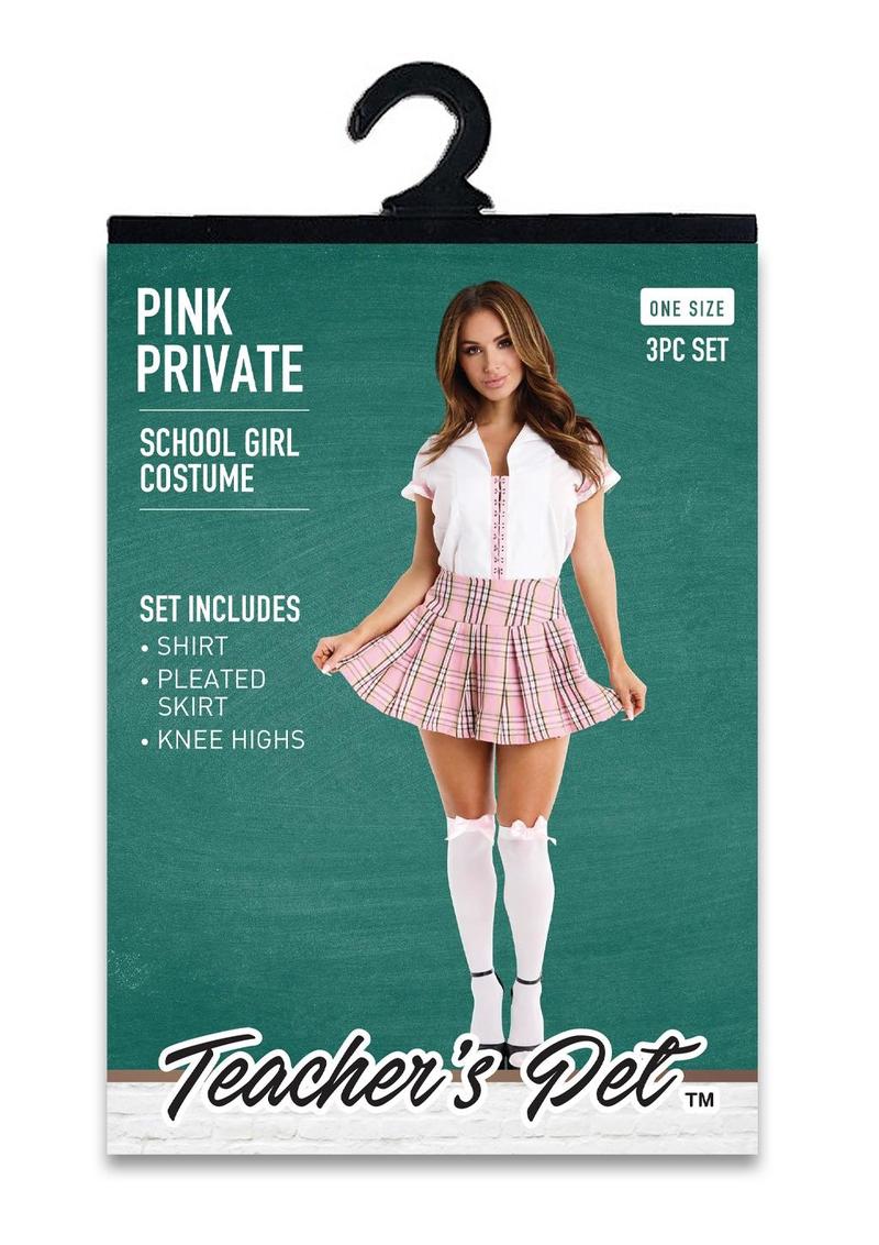 3 Pc Pink Private Schoolgirl Costume