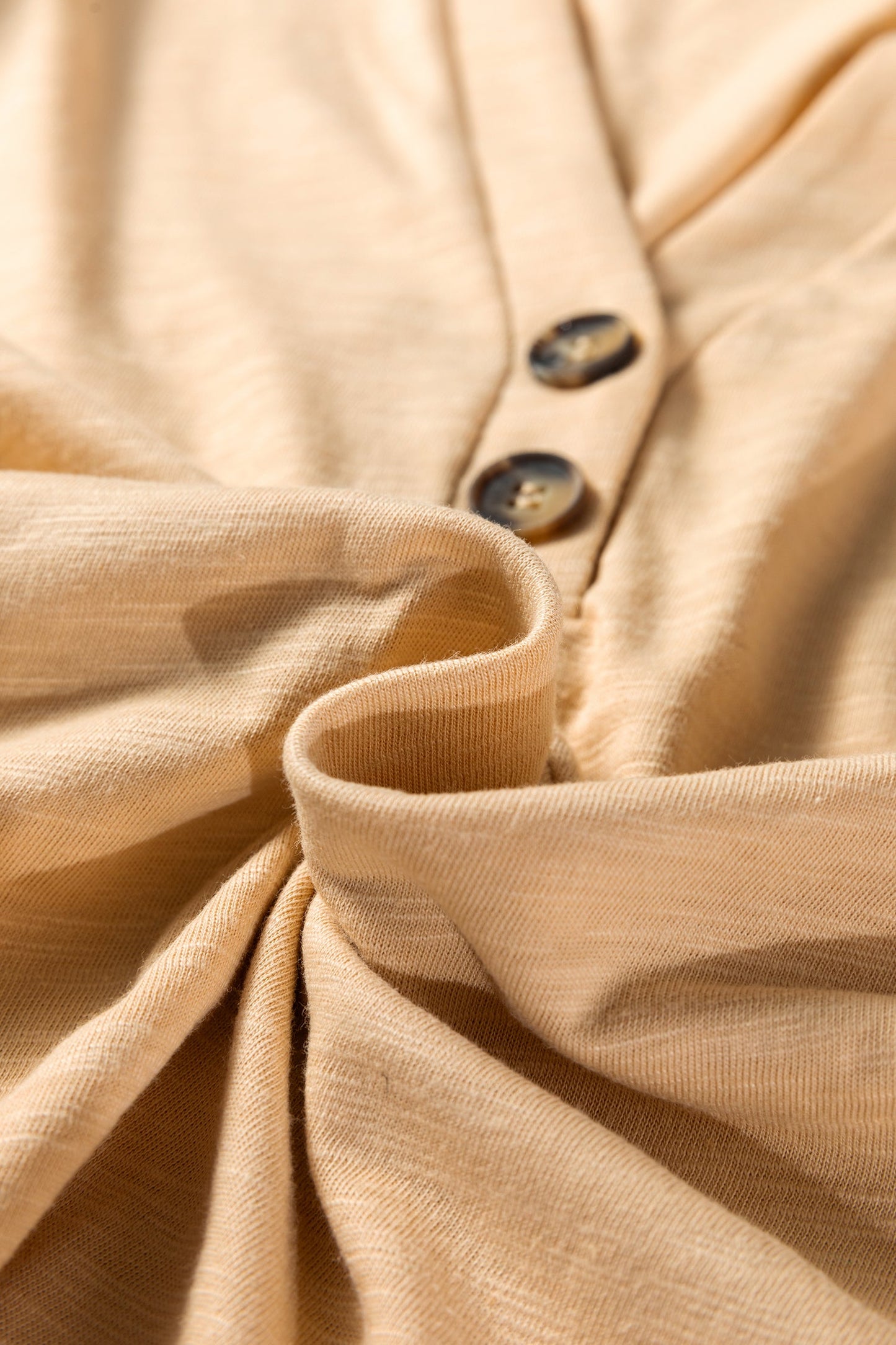 Mist Green Casual Button V Neck Long Sleeve T-Shirt