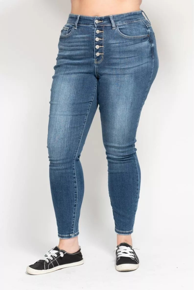 Judy Blue High Rise Button Fly Skinny Jeans Size 0-24