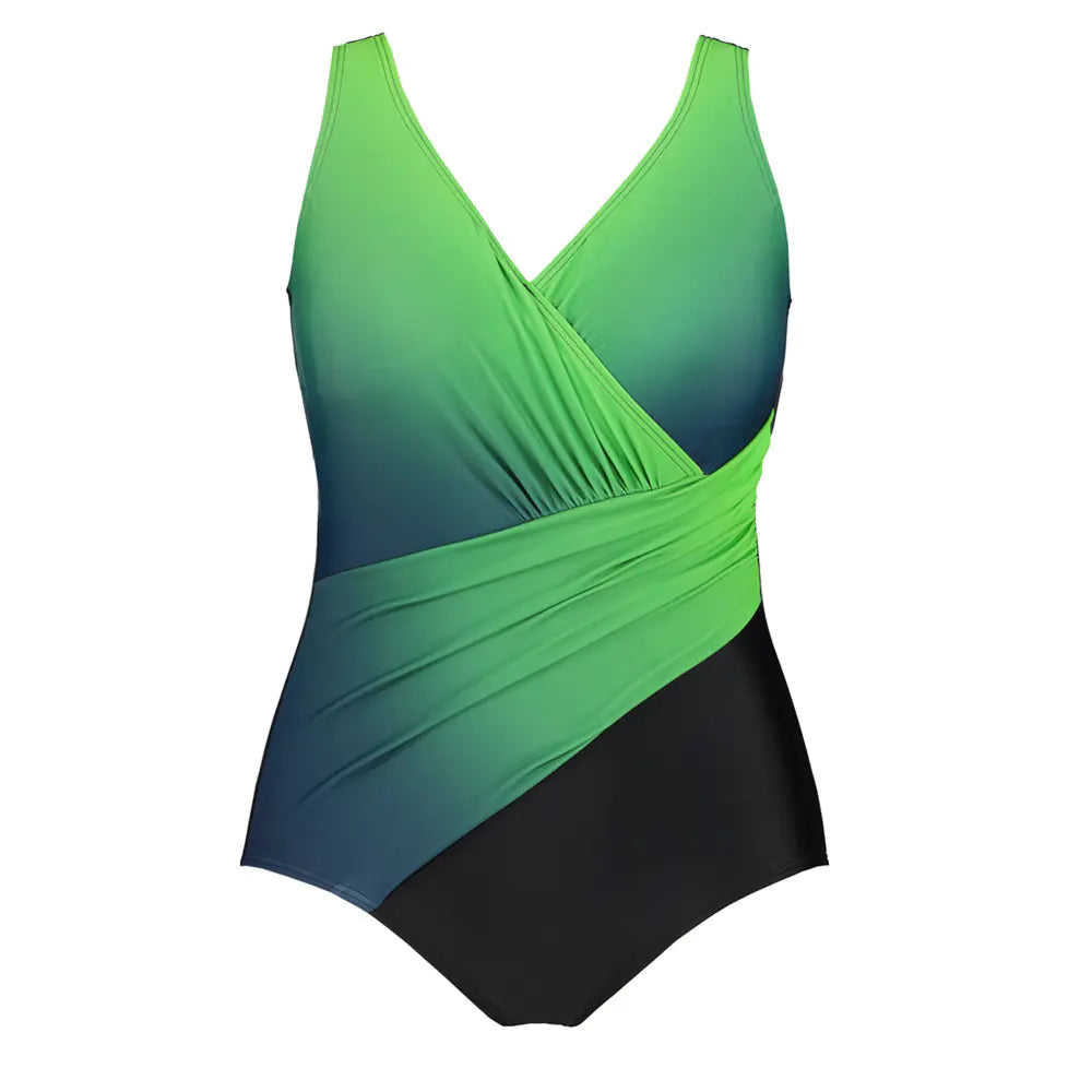 Plus Size Women's High Waist Gradient Swimsuit Dress