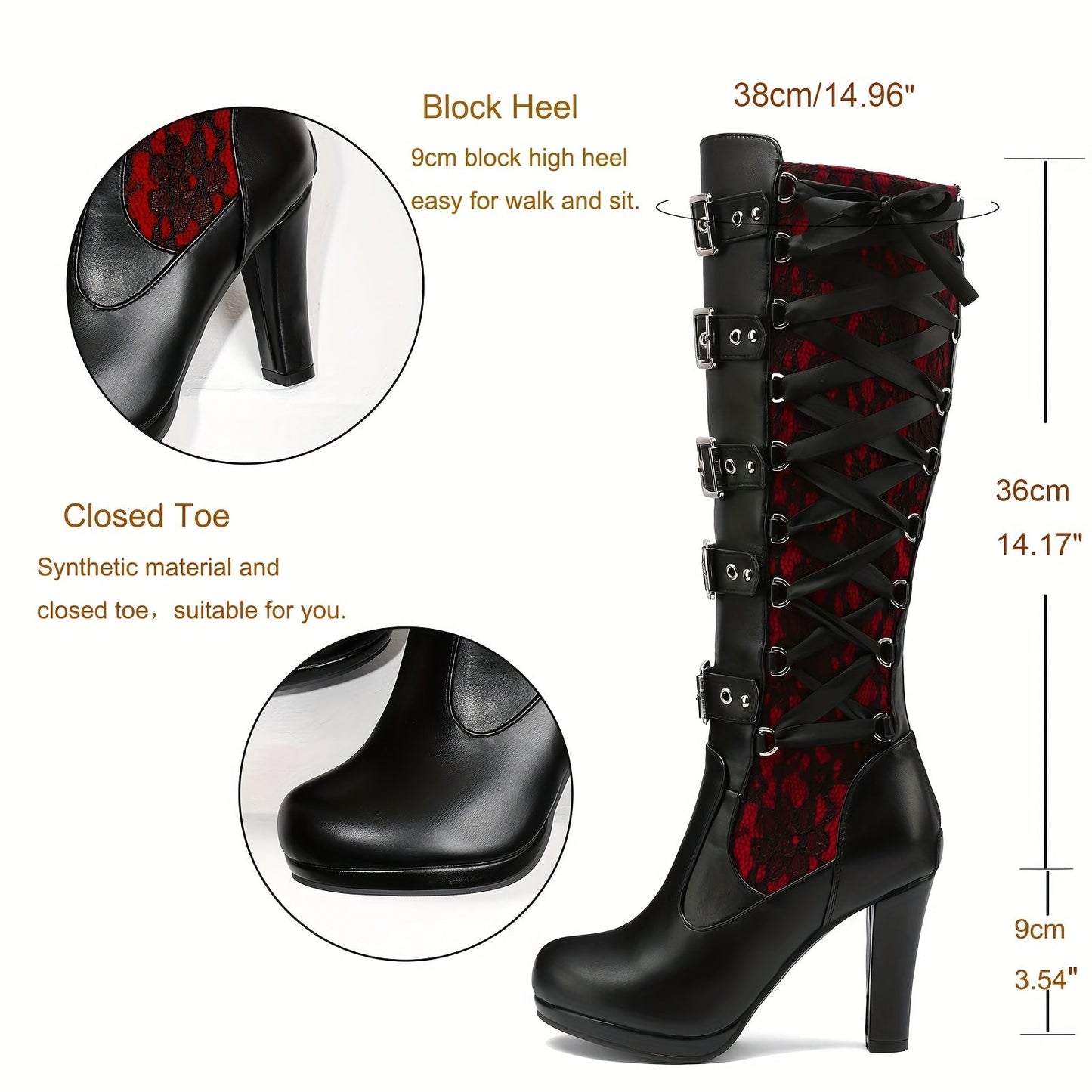 Platform Punk Tall Goth Buckled KneeHigh Boots