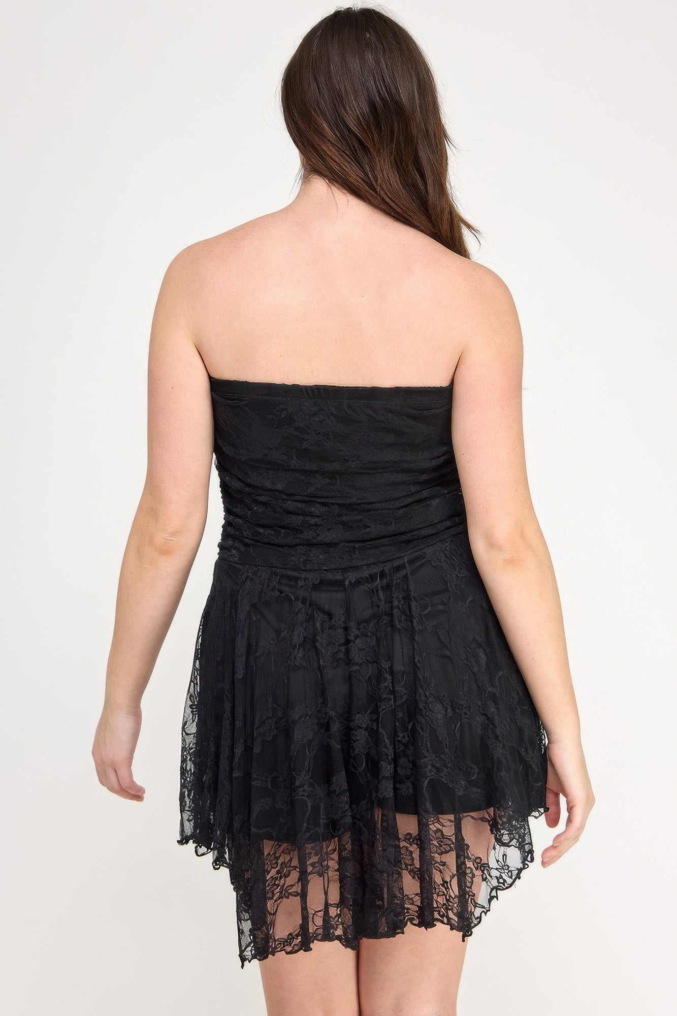 Plus Size Ots Lace Overlay Assym Dress