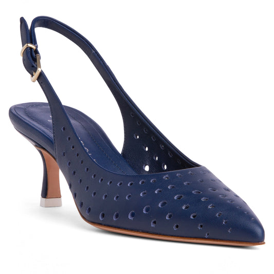 Flynn Kitten Heel Leather Slingback
