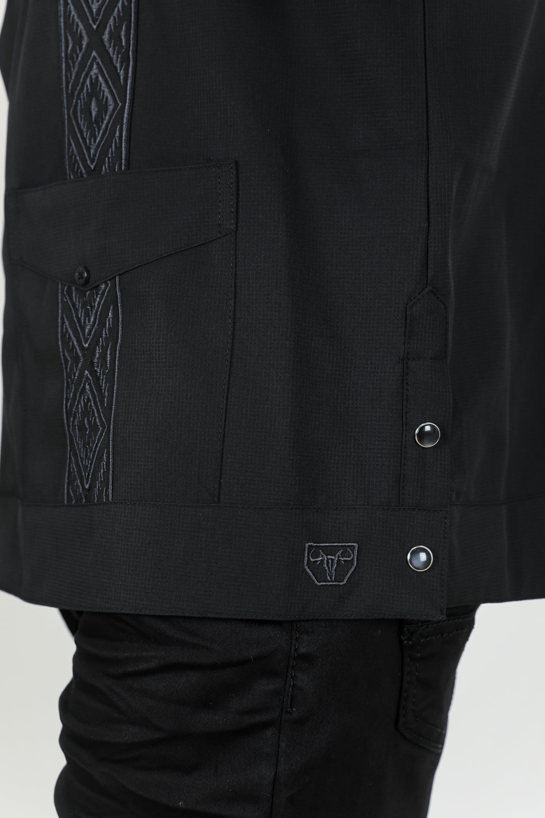 Men's Modern Black GUAYABERA Shirt