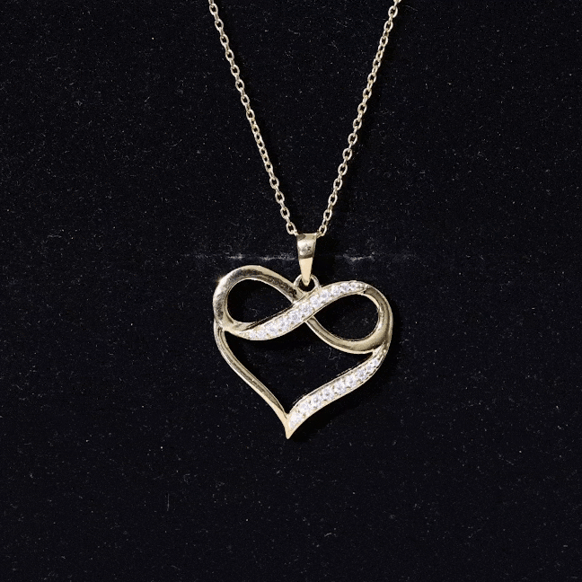 Moissanite Infinity Heart Pendant Necklace in Silver
