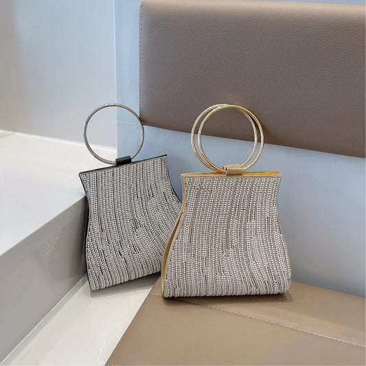 Woman Evening Clutch, Purse Circular Handle Luxury Ladies Handbags