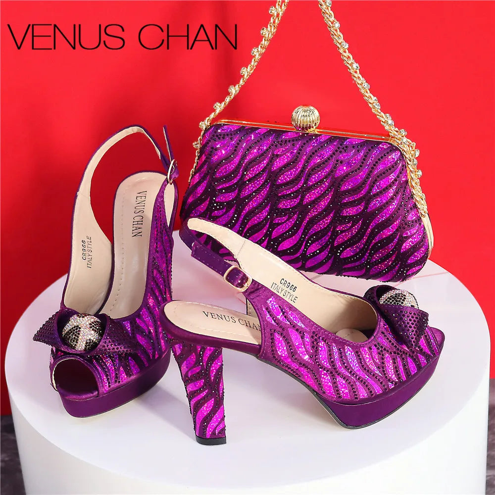 New Fashionable Ladies Shoes & Matching Bag Set – Bling Elegance