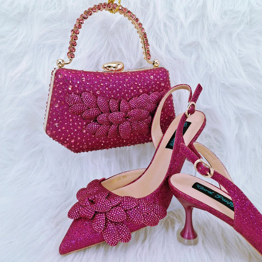 Handmade Fuchsia Bag and Shoes Set – Elegant Party Edition