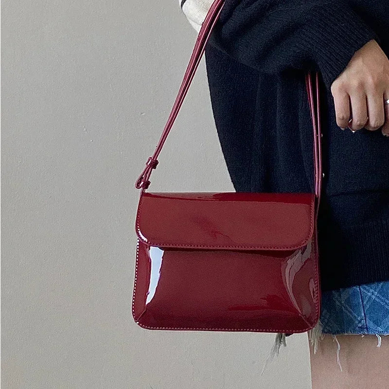 Luxury Designer Patent Leather Shoulder Bag - Women's Crossbody