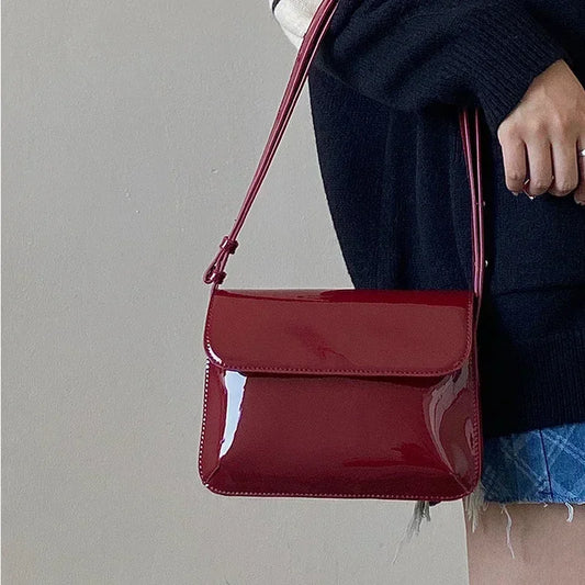 Luxury Designer Patent Leather Shoulder Bag - Women's Crossbody