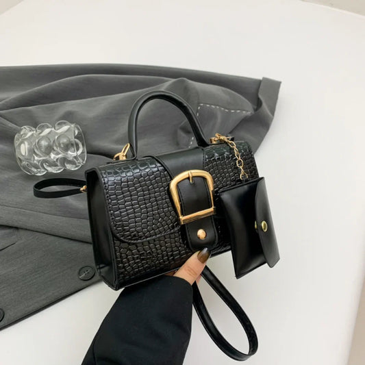 Crocodile Pattern Crossbody Bag with Coin Pouch