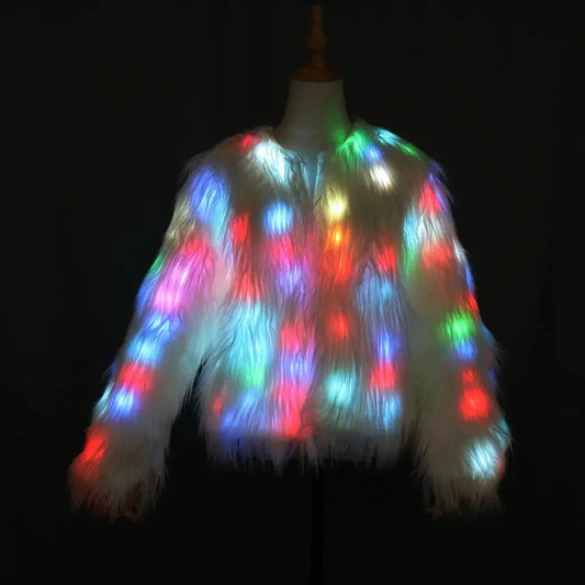 Women Faux Fur LED Jacket