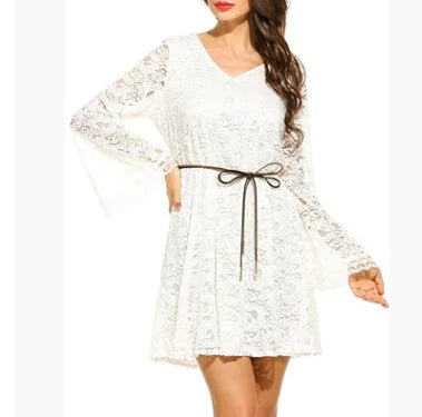 Elegant Lace Summer Sizes S-XXL V-Neck Dress