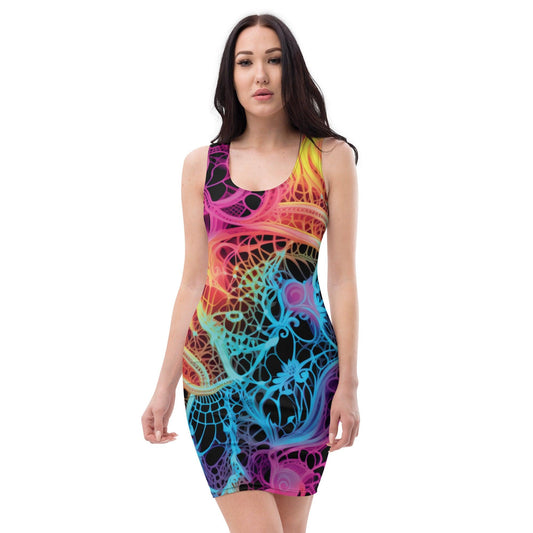 Vibrant Neon Lace Bodycon Dress