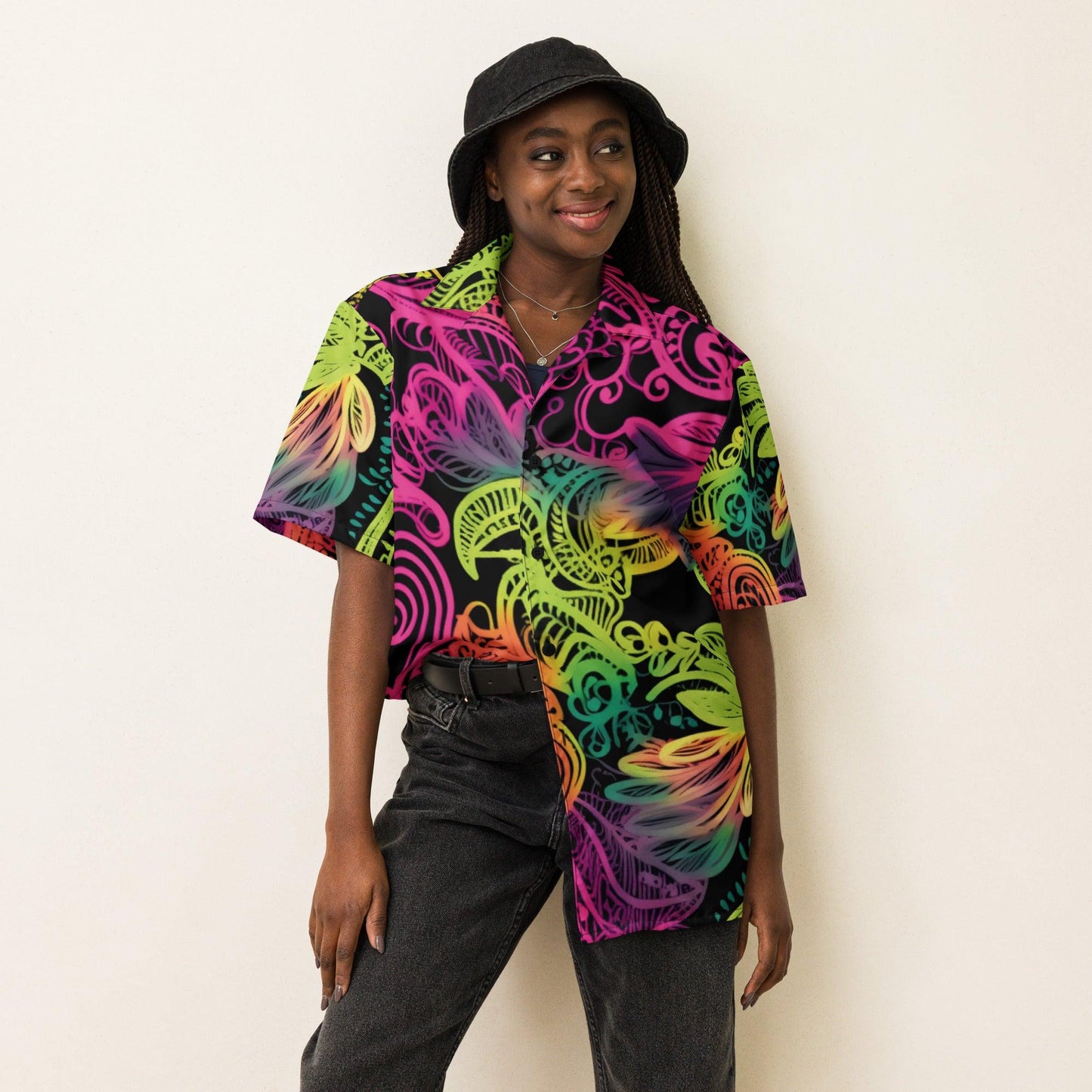 Neon Lace Button Shirt