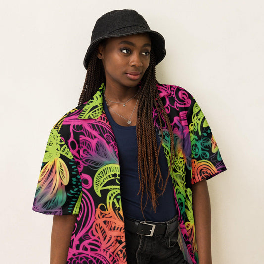 Neon Lace Button Shirt