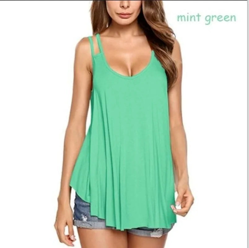 Plus Size Women's Sleeveless Floral Cotton Sling Top