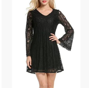 Elegant Lace Summer Sizes S-XXL V-Neck Dress