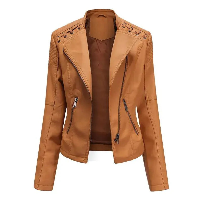 Chic Feminine Leather Coat