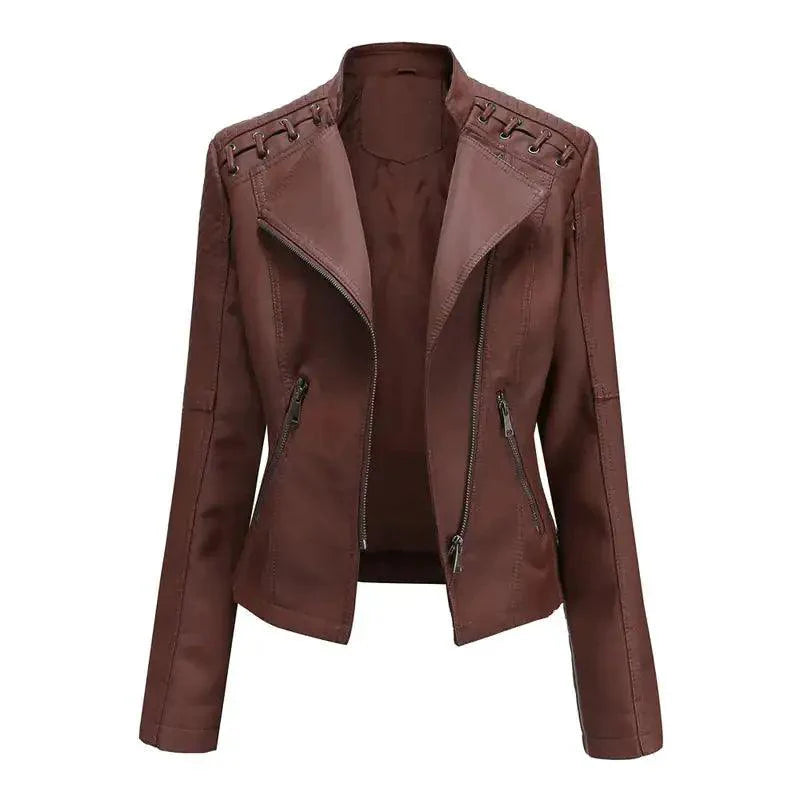 Chic Feminine Leather Coat