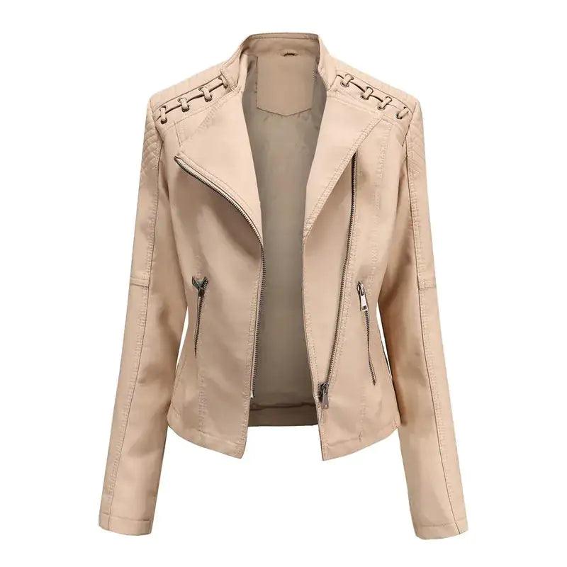 Chic Feminine Leather Coat