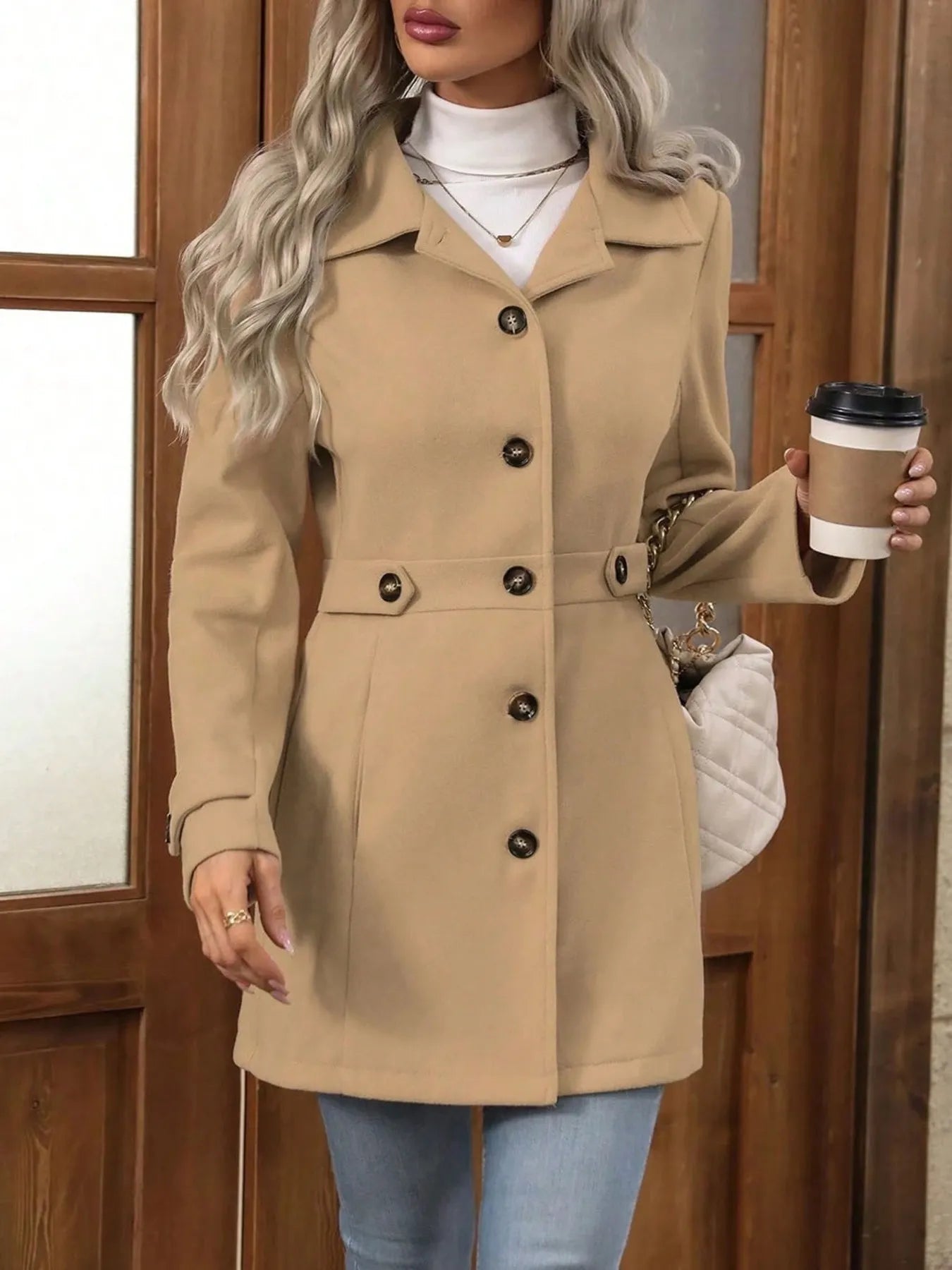 Button Up Long Sleeve Coat