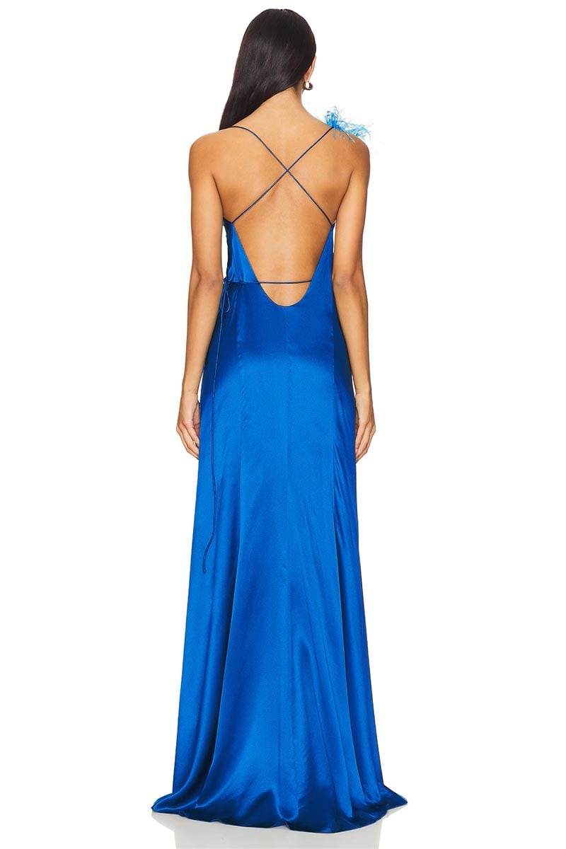 Tatev Satin Wrap Maxi Dress