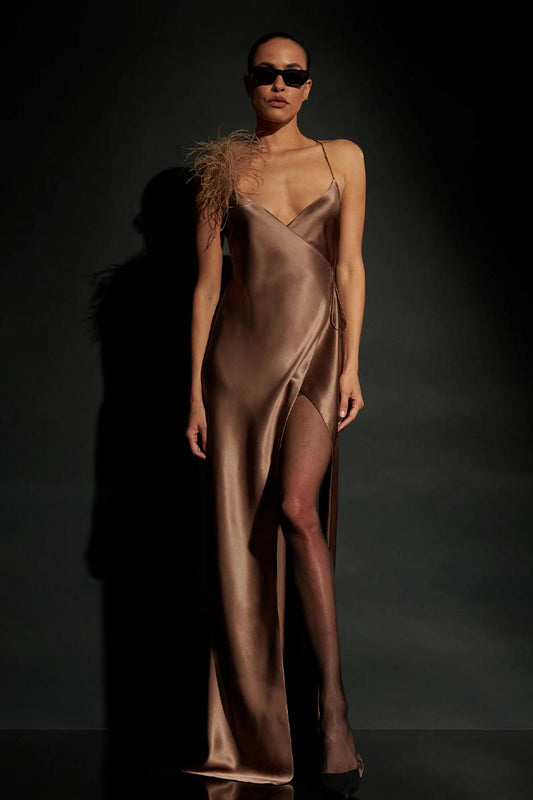 Tatev Satin Wrap Maxi Dress