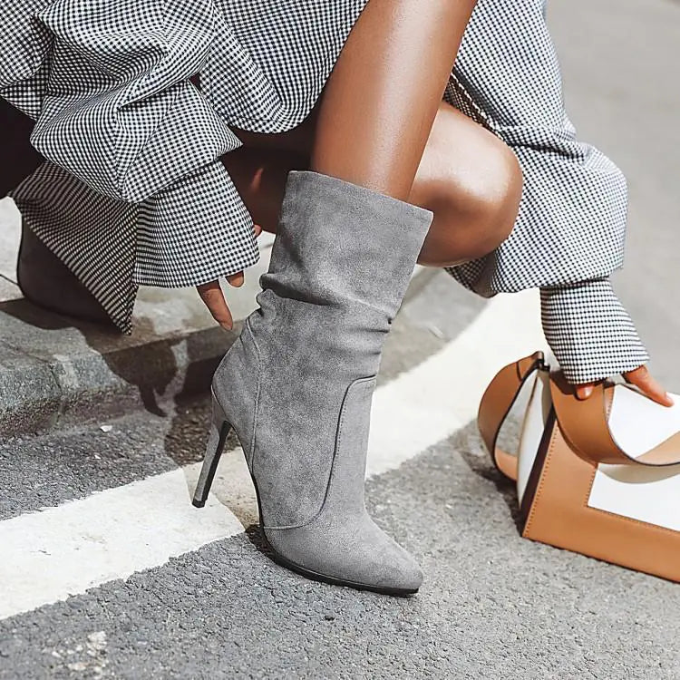 Elastic Ankle Booties with Pointed Toe Heels