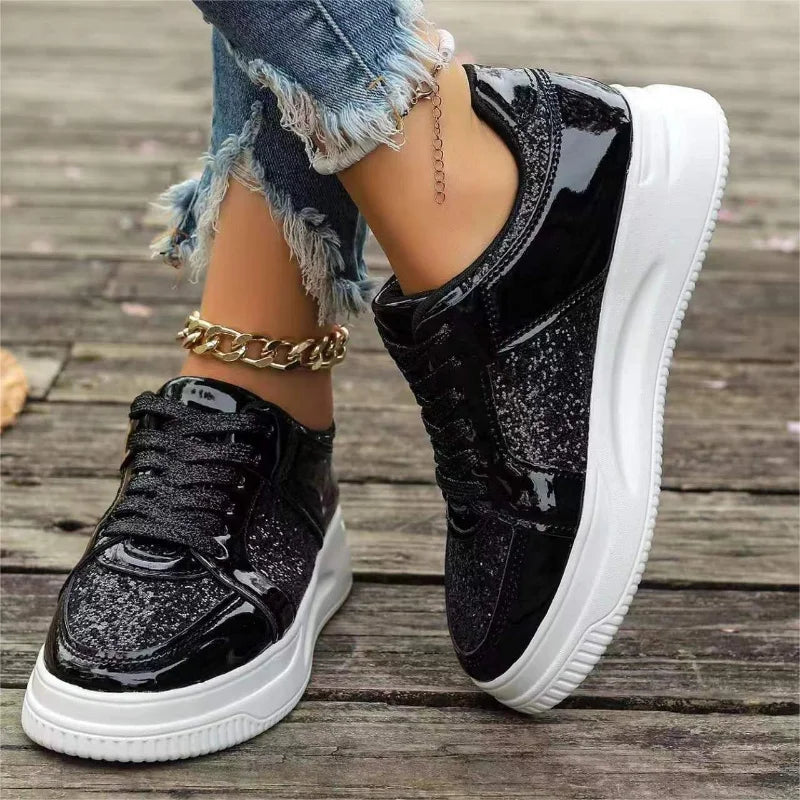Women's Gold Sequins Platform Sneakers